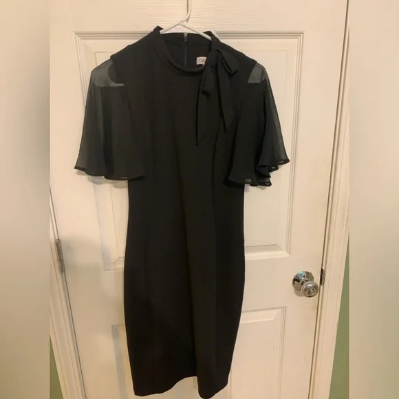 Calvin Klein | Dresses | Calvin Kleintieneck Chiffonfluttersleeve Sheath  Dress Never Worn